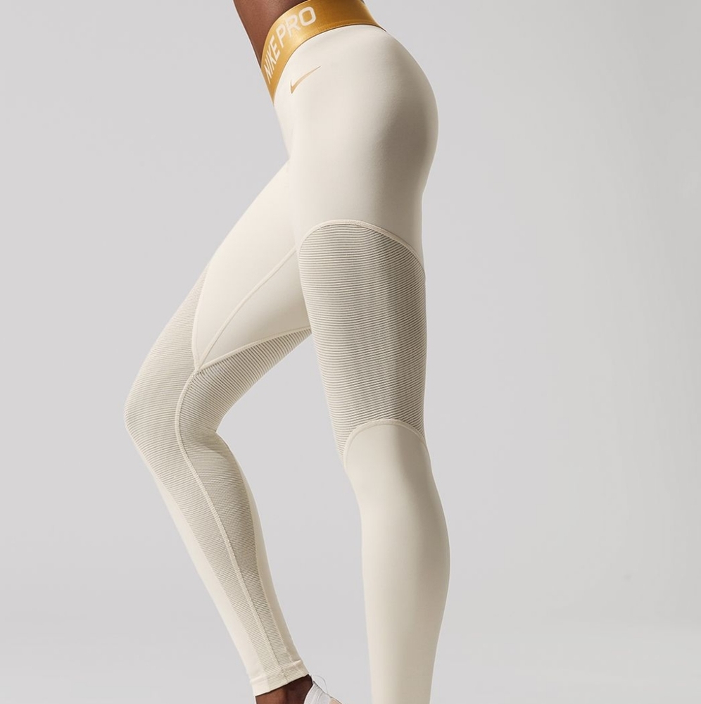 NIKE PRO WARM Women's Dri Fit Tights Leggings Gold - Picture 4 of 4